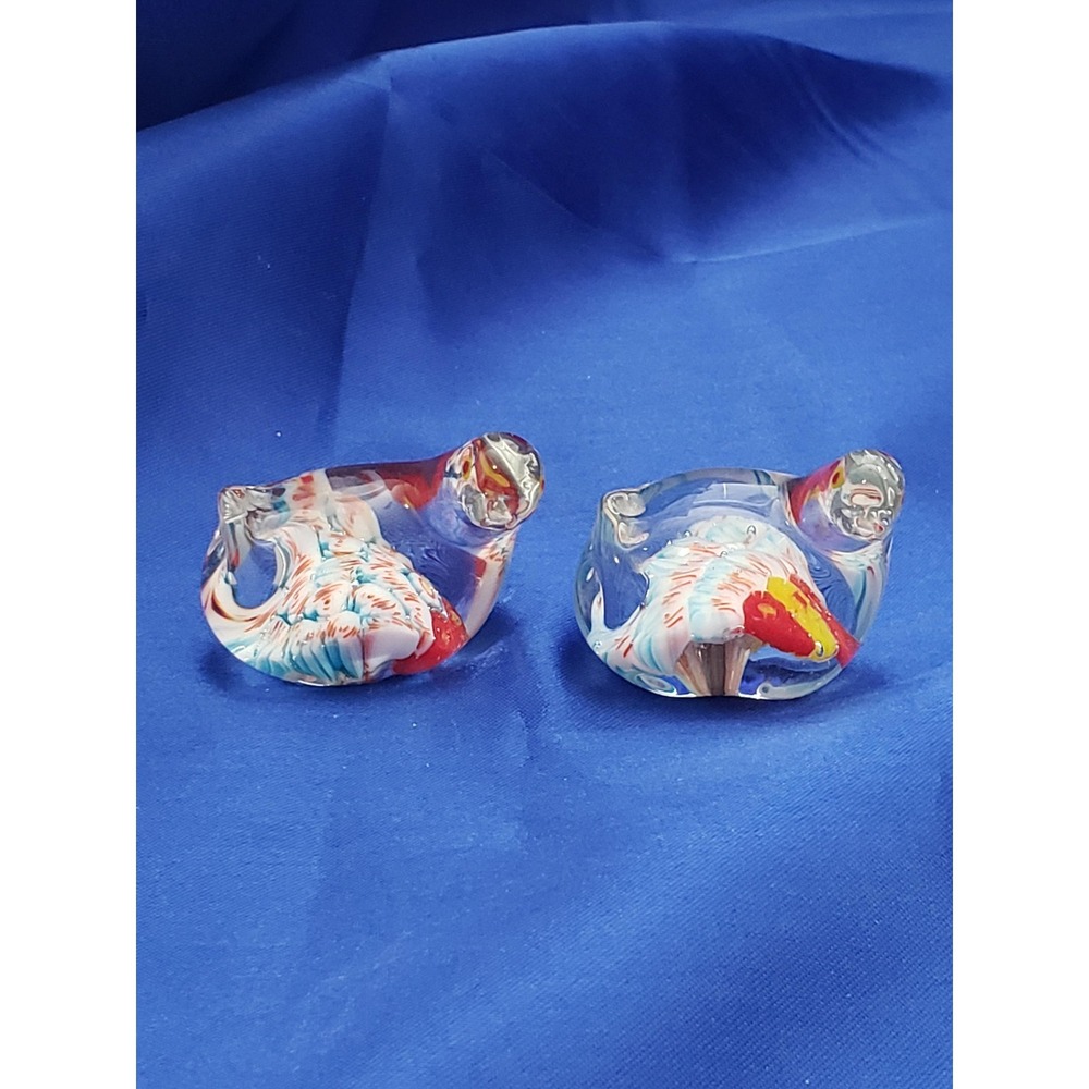 Pair of Millefiori Glass Ducks